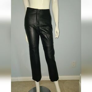 Rosleen Black Cropped Leather Pants Size 4